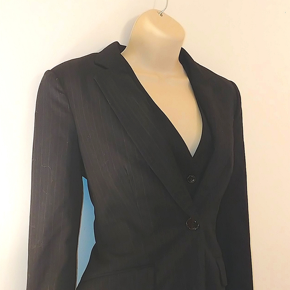 H&M pin stripe black suit jacket WITH VEST